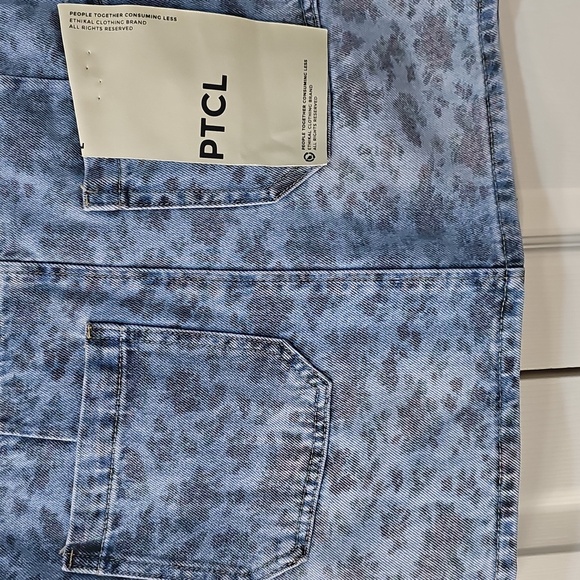 NWT PTCL Medium Wash Drawstring Front Flower Print Denim Miniskirt  Large - Picture 6 of 14
